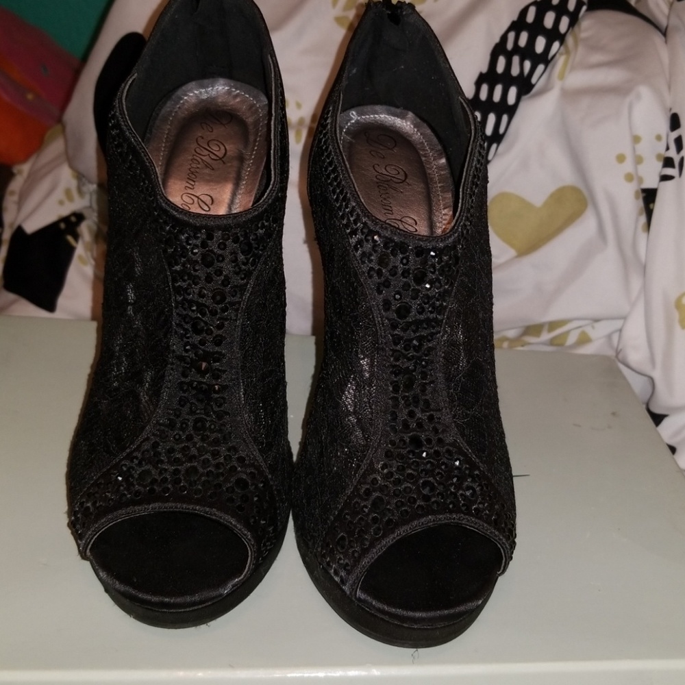 Lace Heels with a Zipper Back